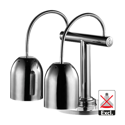 Freestanding Double Heat Lamp Shade, Chrome Stainless Steel | CaterChef | Countertop Model with Flexible Arms | 46 x 48.6 x H61 cm, Ø15.6 cm 1