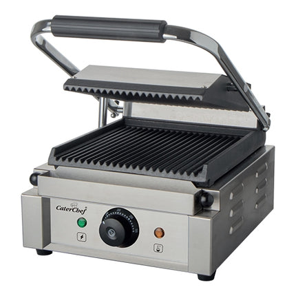 CaterChef SoloCompact Contact Grill | Ribbed Top and Bottom Plates | Enamelled Cast Iron | 1800 W | 23.5 x 22.5 cm Work Surface 1