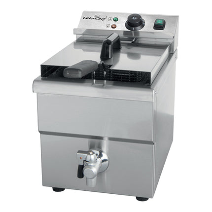 Countertop Electric Fryer with Cold Zone and Drain Valve | CaterChef | Stainless Steel | 8 L | 3250 W 1