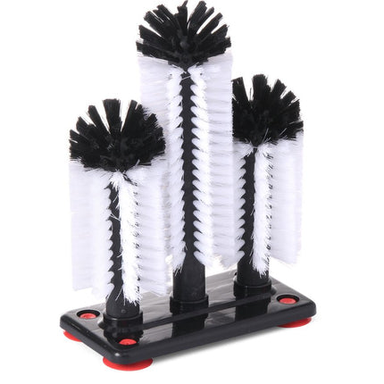 Triple Nylon Brush Set with Suction Base | BarUp | 190x100x250mm