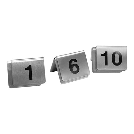 Stainless Steel Table Numbers 01-10 | EMGA | Set of 10 | Printed Both Sides | 5.4 x 5.3 x H3.5 cm 1