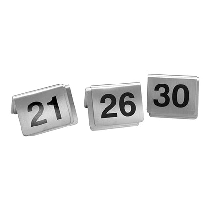 Stainless Steel Table Numbers 21-30 | EMGA | Set of 10 | Double-Sided Print | 5.4 x 5.3 x H3.5 cm 1