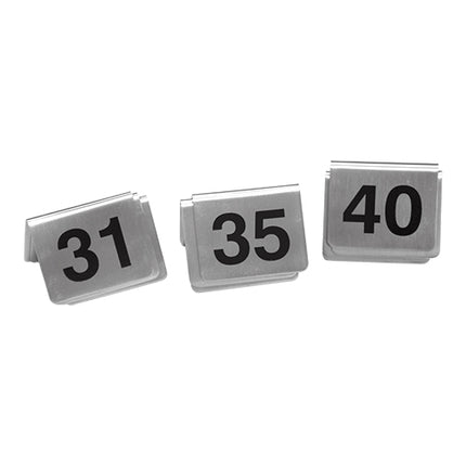 Stainless Steel Table Numbers 31-40 | EMGA | Set of 10 | Double-Sided Print | 5.4 x 5.3 x H3.5 cm 1