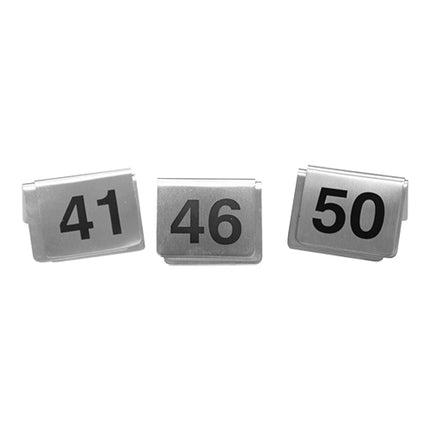 Stainless Steel Table Numbers 41-50 | EMGA | Set of 10 | Double-Sided Print | 5.4 x 5.3 x H3.5 cm 1