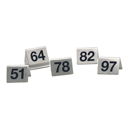 Stainless Steel Table Numbers 51-100 | EMGA | Set of 50 | Double-Sided Print | 5.4 x 5.3 x H3.5 cm 1