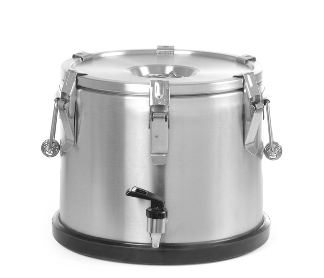 Insulated portable container – with a tap, HENDI, Profi Line, 15L, Silver, ⌀330x(H)280mm