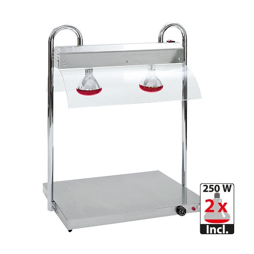 Countertop Food Warmer with Gantry | Rocam | 2/1 GN with Acrylic Sneeze Guard | 1250 W 1