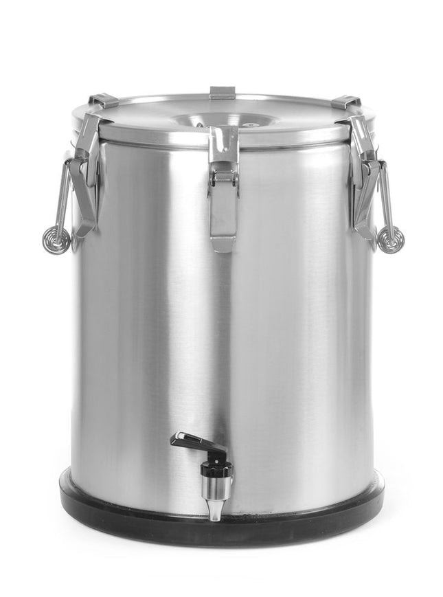 Insulated portable container – with a tap, HENDI, Profi Line, 25L, Silver, ⌀330x(H)430mm