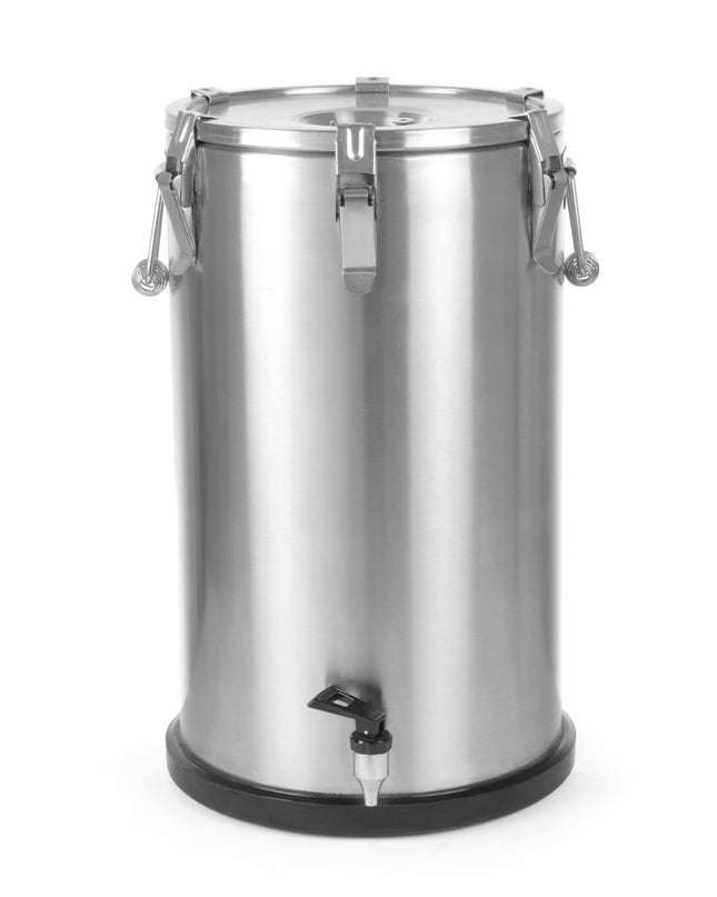 Insulated portable container – with a tap, HENDI, Profi Line, 35L, Silver, ⌀330x(H)570mm