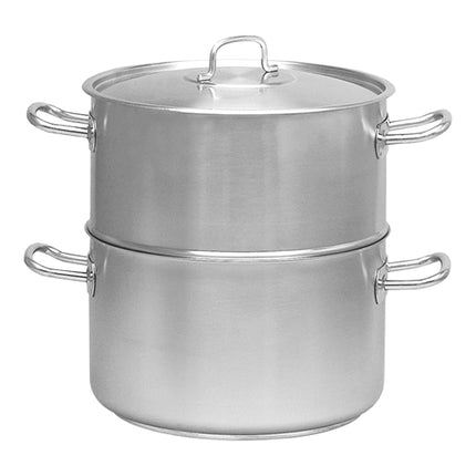 Stainless Steel 18/10 Steam Pot | Pujadas Inox Pro | 15 L + 15 L | Ø32 x H38 cm 1