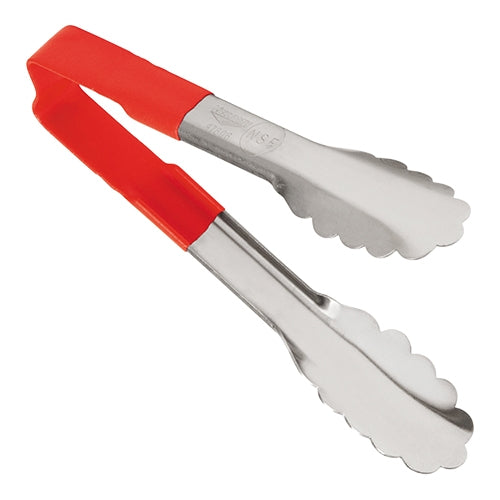 Vollrath Stainless Steel Serving Tongs with Red Plastic Handle | 15 cm | Heat Resistant up to 82°C 1