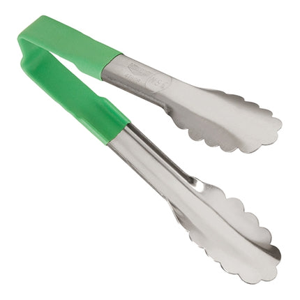 Vollrath Stainless Steel Serving Tongs with Green Plastic Handle | 15 cm | Heat Resistant up to 82°C 1