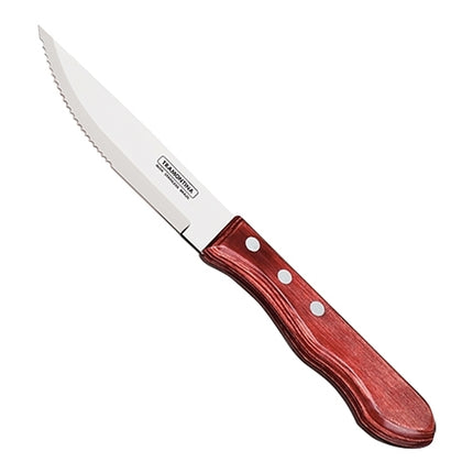 Steak Knife | Tramontina | Stainless Steel Serrated Blade | Wooden Curved Handle | 25 cm 1