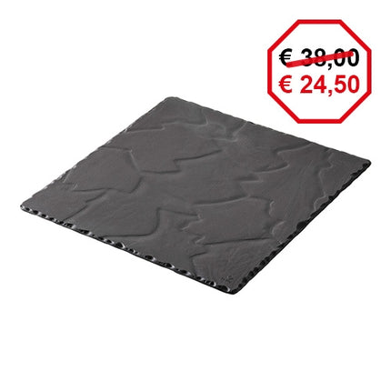 Square Porcelain Serving Platter | Revol | Black Slate Look | 30 x 30 x H0.7 cm 1