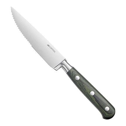 Comas HQ Stainless Steel Steak Knife with Green Pakka Wood Handle | Serrated Blade | Dishwasher Safe | 25.8 cm 1