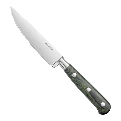 Comas HQ Stainless Steel Steak Knife with Green Pakka Wood Handle | Serrated Blade | Dishwasher Safe | 25.8 cm 1