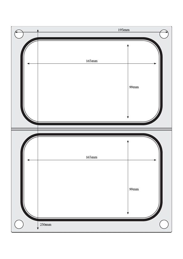 Matrica za varilnik pladnjev, HENDI, za 2 posodi 178 x 113 mm