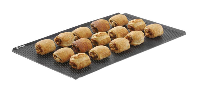 Tray, perforated, non-stick, 4 rims, HENDI, Black, 600x400x(H)10mm, Rectangular