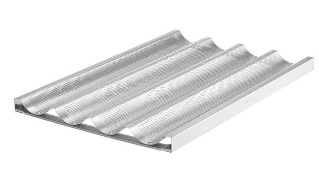 Baguette tray, HENDI, 4 slots, Silver, 600x400mm