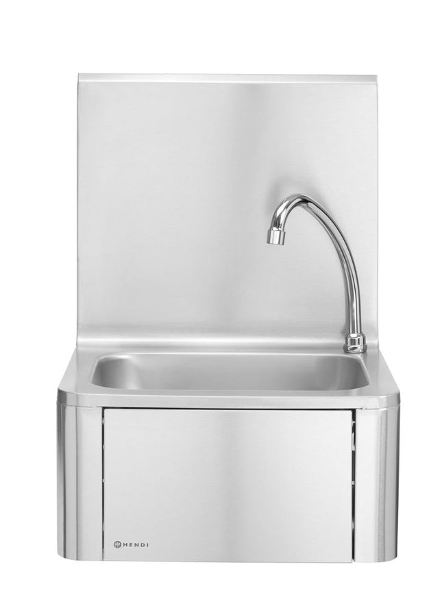 Kitchen Sink with Knee-Operated Faucet | HENDI | Stainless Steel | 400x330x560mm