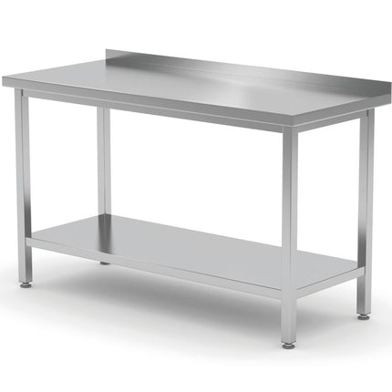 Wall Table with Shelf and Splashback | HENDI Profi Line | 1000x600x850 mm