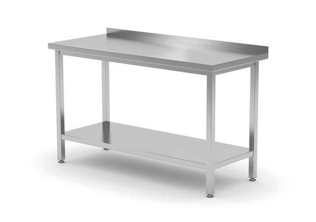Wall Table with Shelf and Splashback | HENDI Profi Line | 1000x600x850 mm