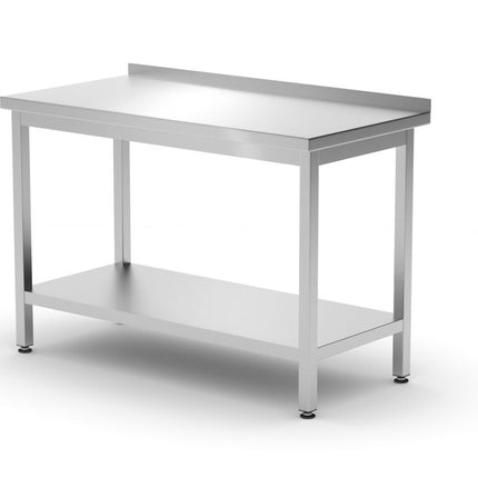 Wall Table with Shelf and Splashback | HENDI Profi Line | 1200x600x850 mm