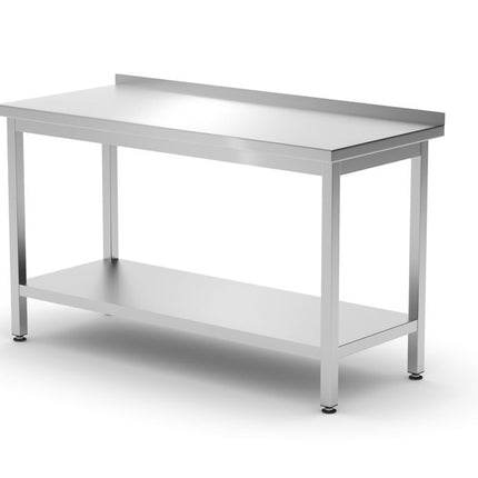 Wall Table with Shelf and Splashback | HENDI Profi Line | 1400x600x850 mm