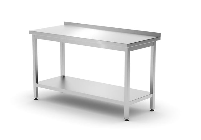 Wall Table with Shelf and Splashback | HENDI Profi Line | 1400x600x850 mm
