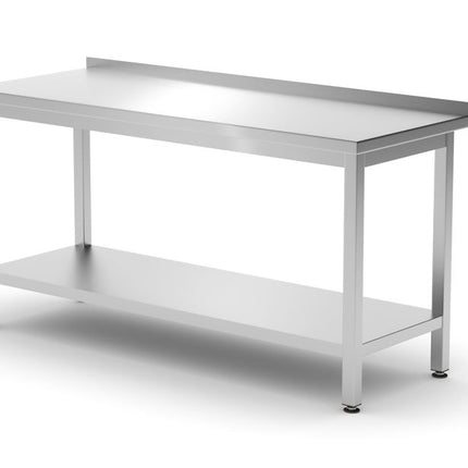 Wall Table with Shelf and Splashback | HENDI Profi Line | 1600x600x850 mm