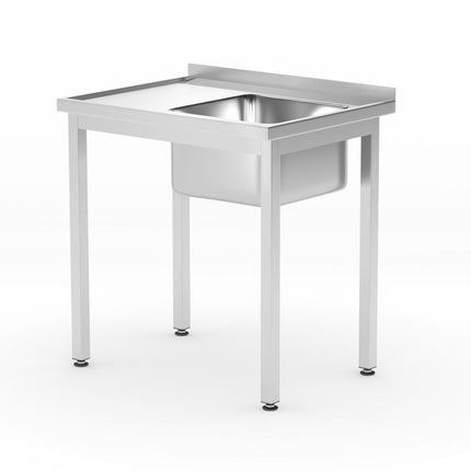 Sink Table with Shelf, Bolted, Right Side | HENDI Profi Line | 800x600x850mm