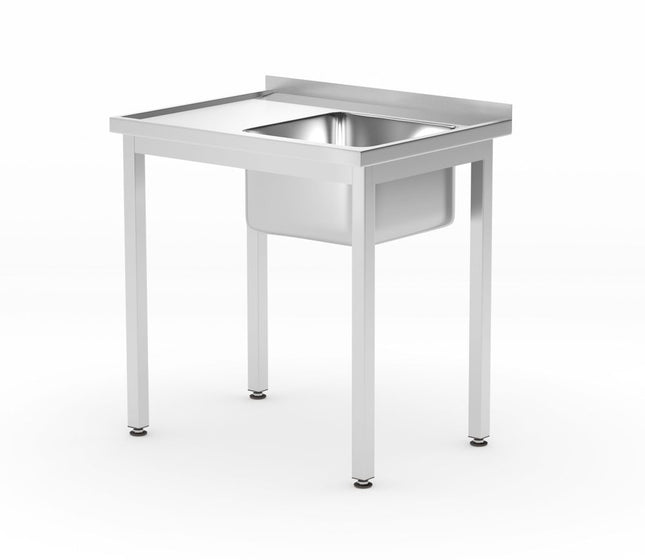 Sink Table with Shelf, Bolted, Right Side | HENDI Profi Line | 800x600x850mm