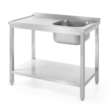 Sink Table with Shelf, Bolted, Right Side | HENDI Profi Line | 1000x600x850mm