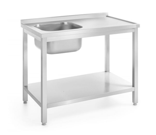Sink table with shelf – bolted, depth 600 mm, HENDI, Profi Line, Left side, 1000x600x(H)850mm