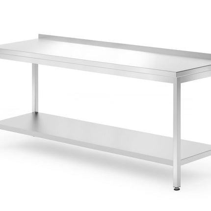 Wall Table with Shelf – Bolted | HENDI Profi Line | 1800x700x850mm