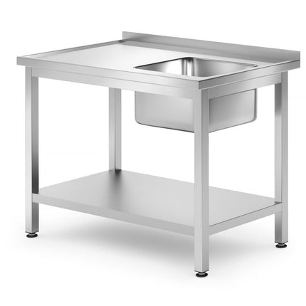 Sink Table with Shelf, Bolted, Right Side | HENDI Profi Line | 1000x700x850mm, Depth 700mm