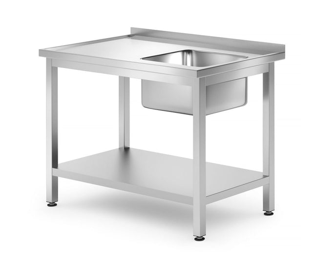Sink Table with Shelf, Bolted, Right Side | HENDI Profi Line | 1000x700x850mm, Depth 700mm