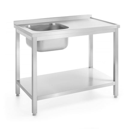 Sink Table with Shelf, Bolted, Left Side | HENDI Profi Line | 1000x700x850mm, Depth 700mm