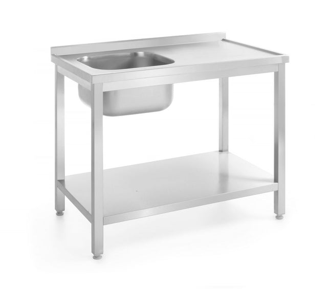 Sink Table with Shelf, Bolted, Left Side | HENDI Profi Line | 1000x700x850mm, Depth 700mm