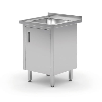 Welded Sink Table with Cabinet and Hinged Doors | HENDI Profi Line | 600x600x850mm