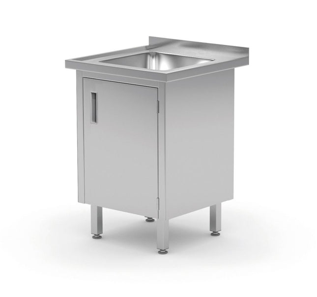 Welded Sink Table with Cabinet and Hinged Doors | HENDI Profi Line | 600x600x850mm