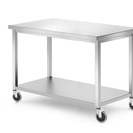 Mobile Stainless Steel Table with Shelf | HENDI Kitchen Line | 1200x600x850mm