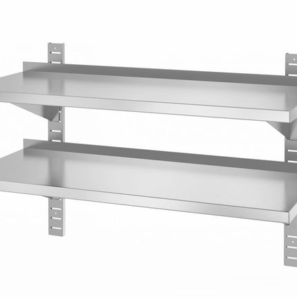Adjustable Double Wall Shelf with Brackets | HENDI | Stainless Steel | 1000x400x600 mm