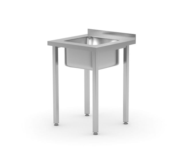 Sink table, bolted, HENDI, Kitchen Line, sink bowl in the middle, 600x600x(H)850mm
