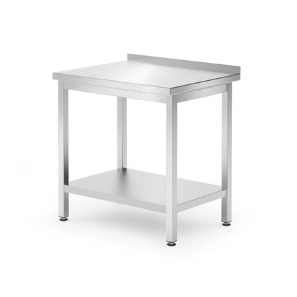 Wall table with shelf – bolted, depth 600 mm, HENDI, Kitchen Line, 800x600x(H)850mm