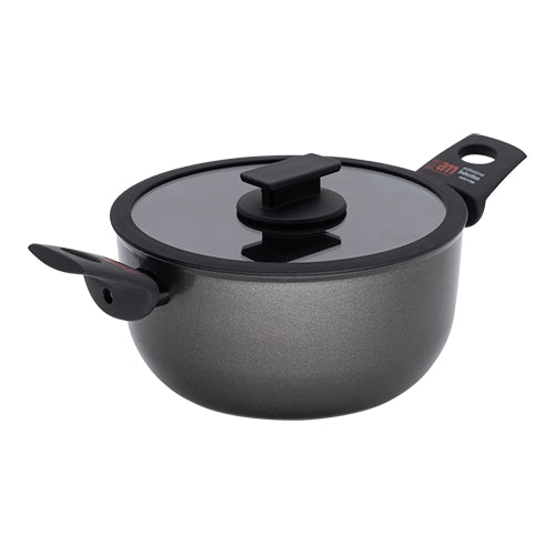 Medium Aluminium Nonstick Stock Pot with Glass Lid | Accademia Mugnano Fortezza Protection Shield | 3.8 L | Ø22 x H11 cm 1