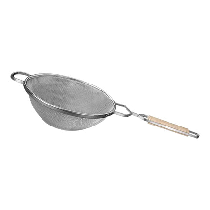 Tinned Stainless Steel Bowl Strainer with Wooden Handle | EMGA | Mesh 1 x 1 mm | Ø26 cm 1