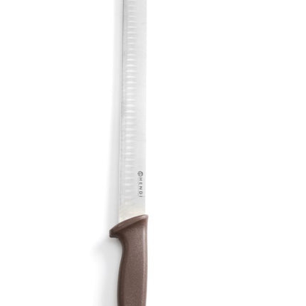 Ham and Salmon Knife with Granton Edge | HENDI | Brown Handle | 490mm
