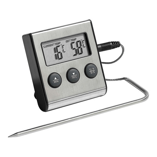 Digital Probe Thermometer with Timer | EMGA 843005 | Magnetic Folding Display | 0°C to 250°C, 14 cm Probe 1
