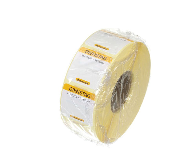 Daily food safety labels, multi-use, easy removable, HENDI, Tuesday, Yellow, 1000 pcs., 25x25mm